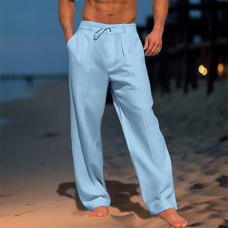 Justine - Pantalones de lino para hombre con cordón