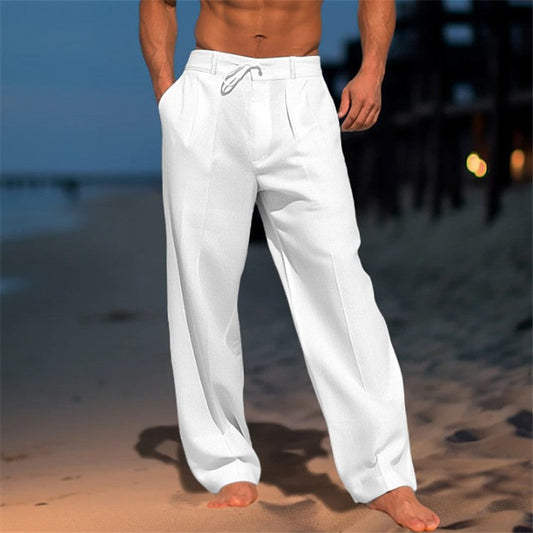 Justine - Pantalones de lino para hombre con cordón