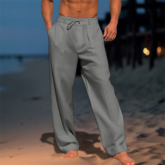 Justine - Pantalones de lino para hombre con cordón