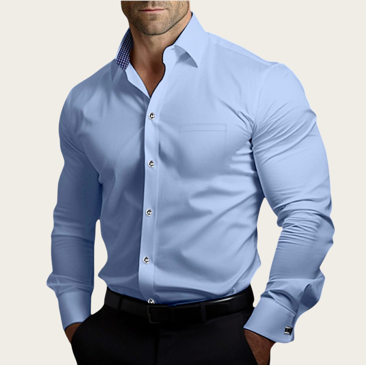 Olivier - Camisa de algodón transpirable para hombre