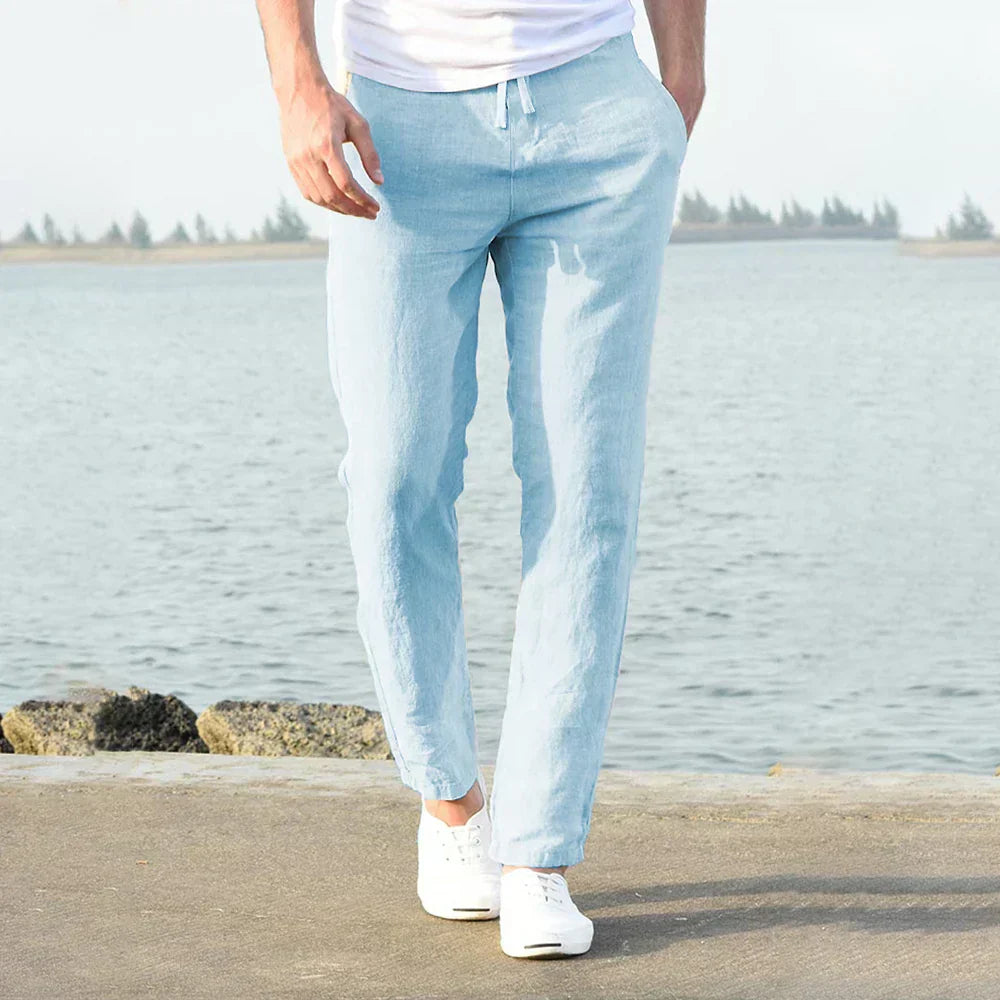 Aurelius - Pantalones ligeros de algodón-lino para hombre