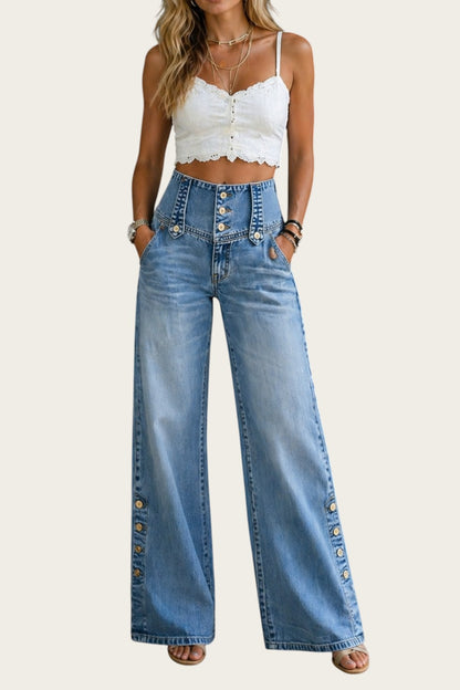 Mía | Jeans de Tiro Alto con Abertura