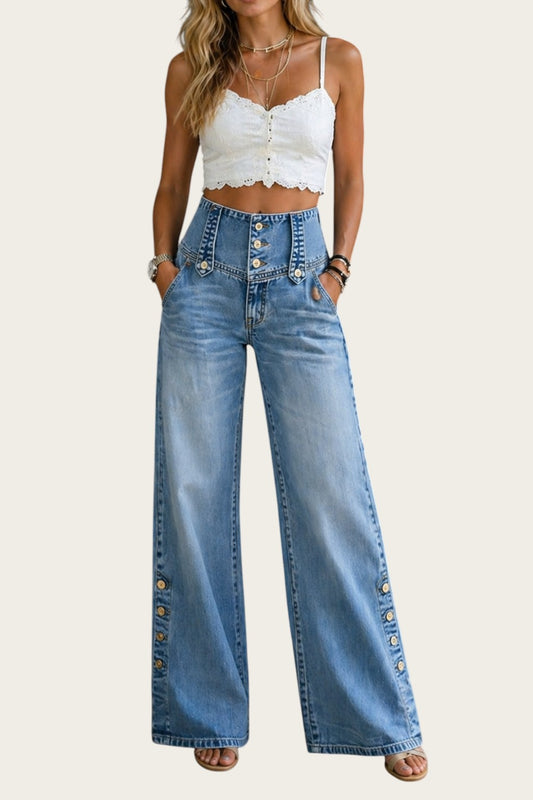 Mía | Jeans de Tiro Alto con Abertura