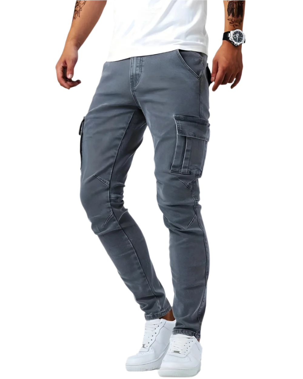 Pantalones cargo elásticos azul marino