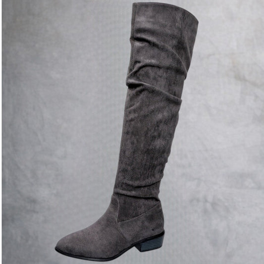Versión alargada Botas de mujer apiladas a la moda Versátiles sobre la rodilla