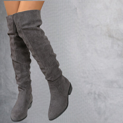 Versión alargada Botas de mujer apiladas a la moda Versátiles sobre la rodilla