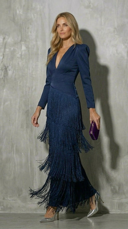 Clara - Vestido elegante flecos