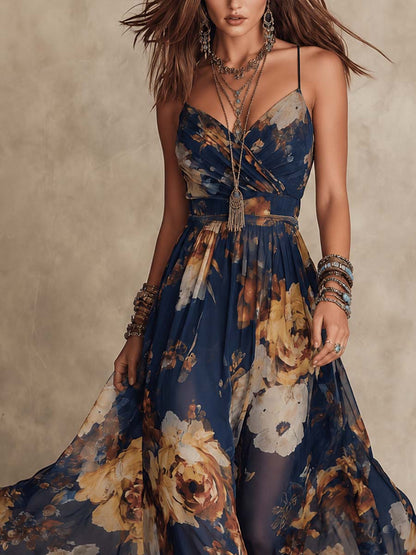 Vestido Maxi Floral de Gasa Azure