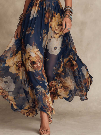 Vestido Maxi Floral de Gasa Azure