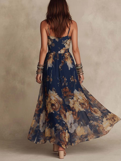 Vestido Maxi Floral de Gasa Azure