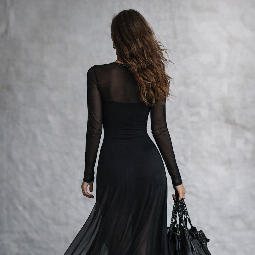 Sofi - Vestido largo holgado de tul negro