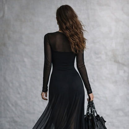 Sofi - Vestido largo holgado de tul negro