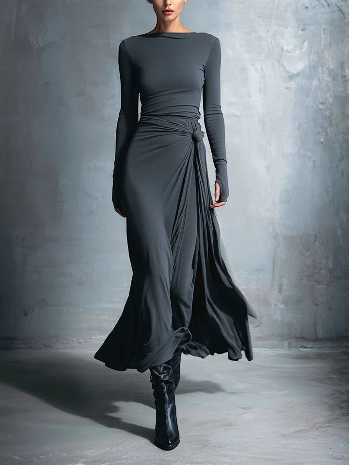 Vestido largo con lazo lateral