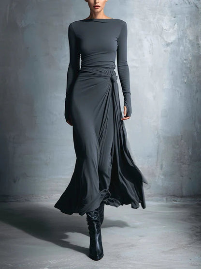 Vestido largo con lazo lateral