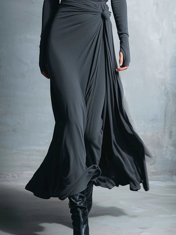 Vestido largo con lazo lateral