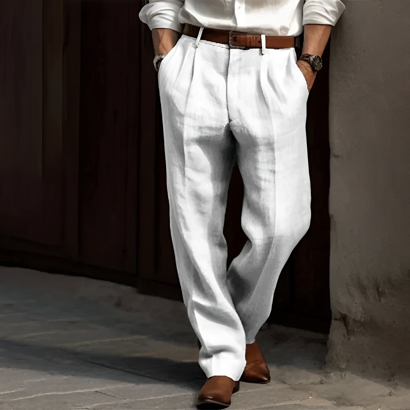 Carlos - Pantalón de lino retro para hombre