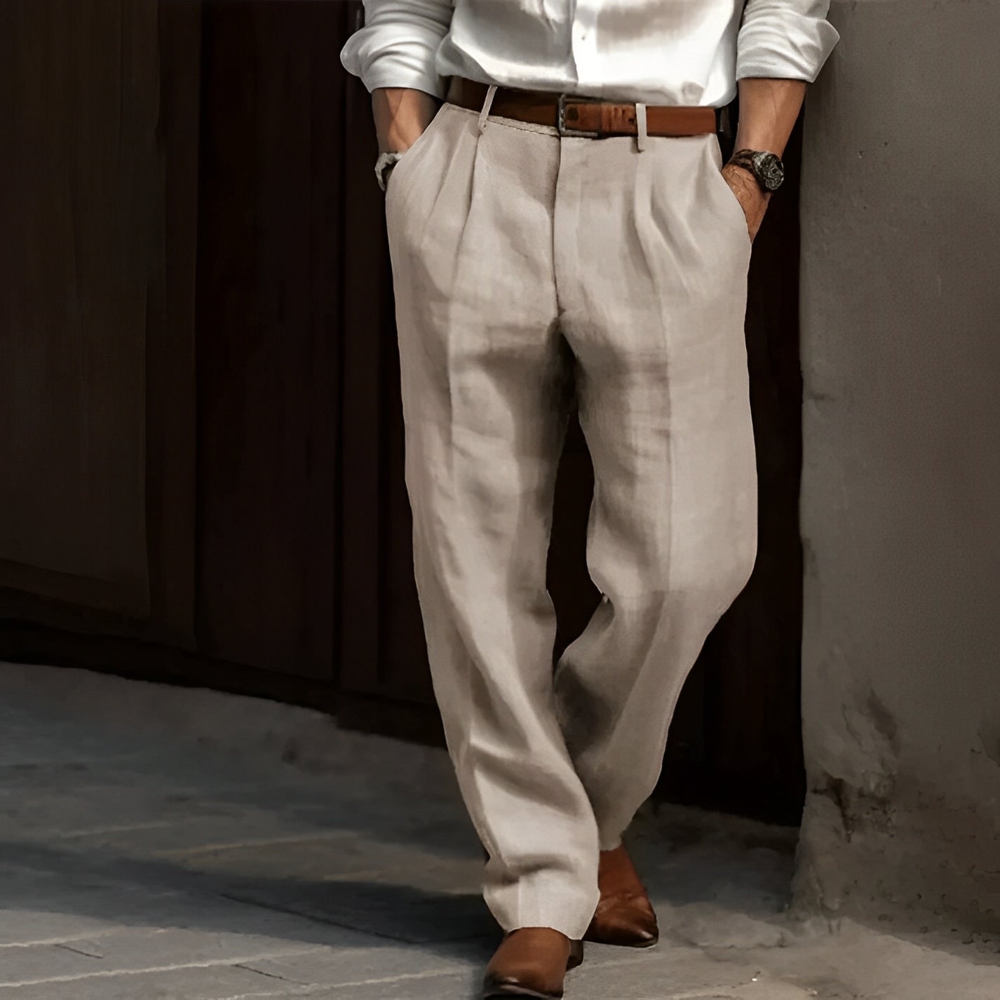 Carlos - Pantalón de lino retro para hombre