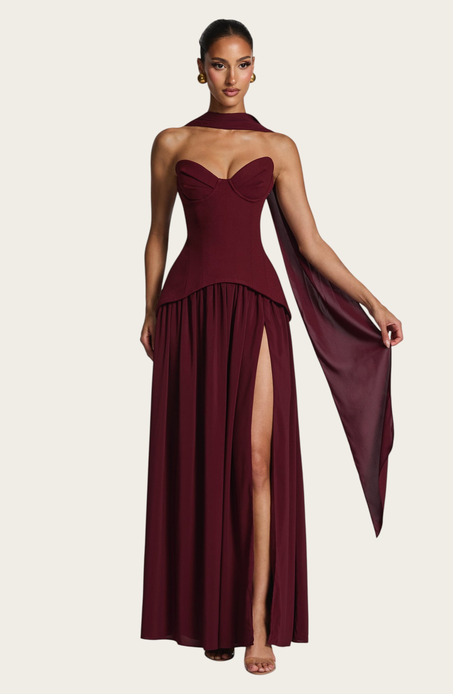 Vestido largo Vietta - Lacado Cereza