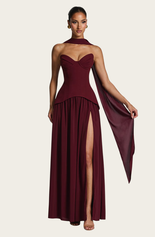 Vestido largo Vietta - Lacado Cereza
