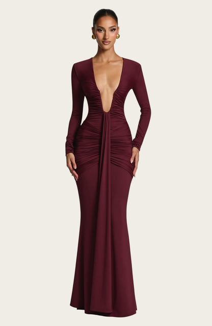 Vestido largo Tara - Lacado cereza