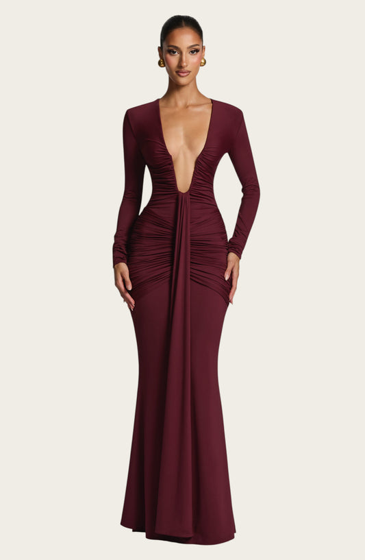 Vestido largo Tara - Lacado cereza
