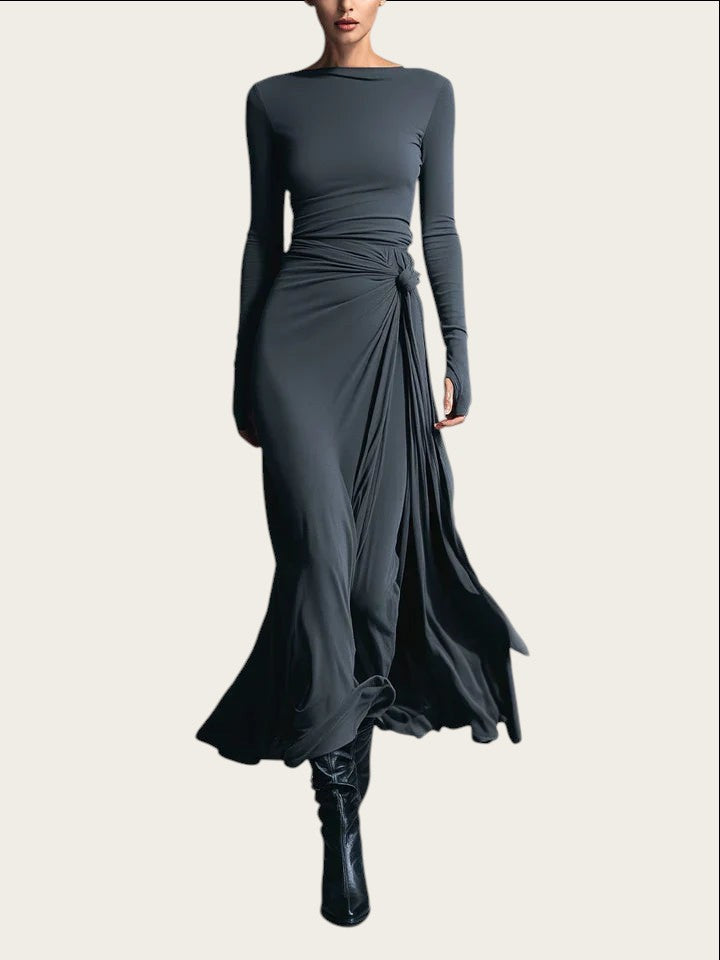 Vestido largo con lazo lateral