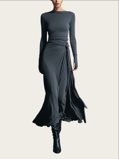Vestido largo con lazo lateral