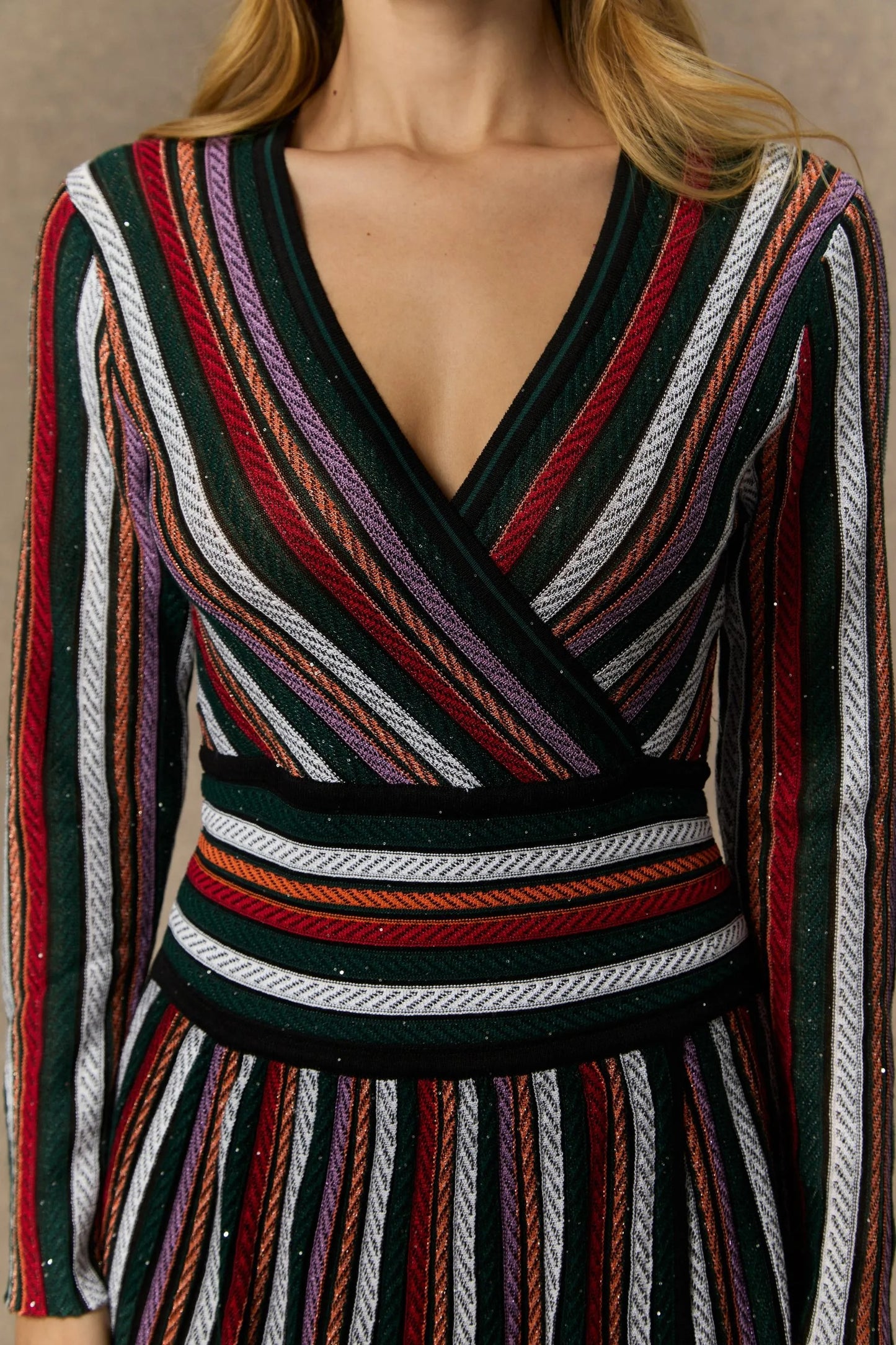 Cozy Outlook | Vestido Maxi De Punto A Rayas Multicolor
