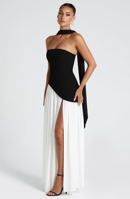 Marsel | Vestido Maxi Sin Tirantes para Mujer con Abertura Alta y Cintura Asimétrica