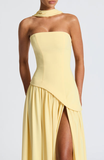 Marsel | Vestido Maxi Sin Tirantes para Mujer con Abertura Alta y Cintura Asimétrica