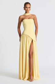 Marsel | Vestido Maxi Sin Tirantes para Mujer con Abertura Alta y Cintura Asimétrica