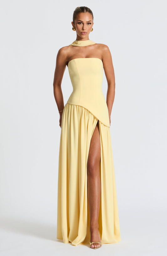 Marsel | Vestido Maxi Sin Tirantes para Mujer con Abertura Alta y Cintura Asimétrica