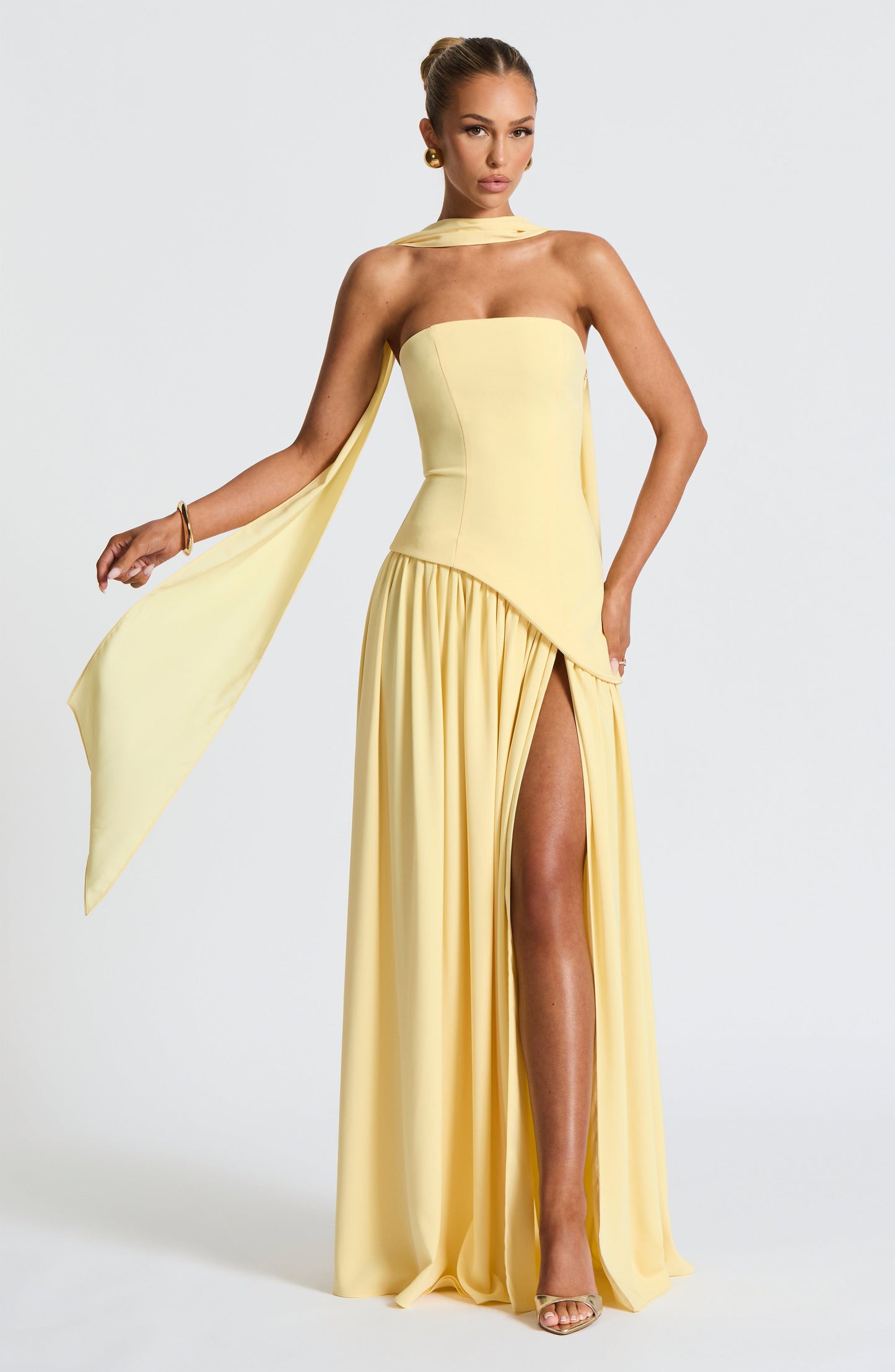 Marsel | Vestido Maxi Sin Tirantes para Mujer con Abertura Alta y Cintura Asimétrica