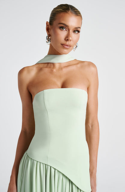 Marsel | Vestido Maxi Sin Tirantes para Mujer con Abertura Alta y Cintura Asimétrica