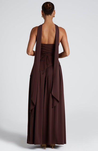 Marsel | Vestido Maxi Sin Tirantes para Mujer con Abertura Alta y Cintura Asimétrica