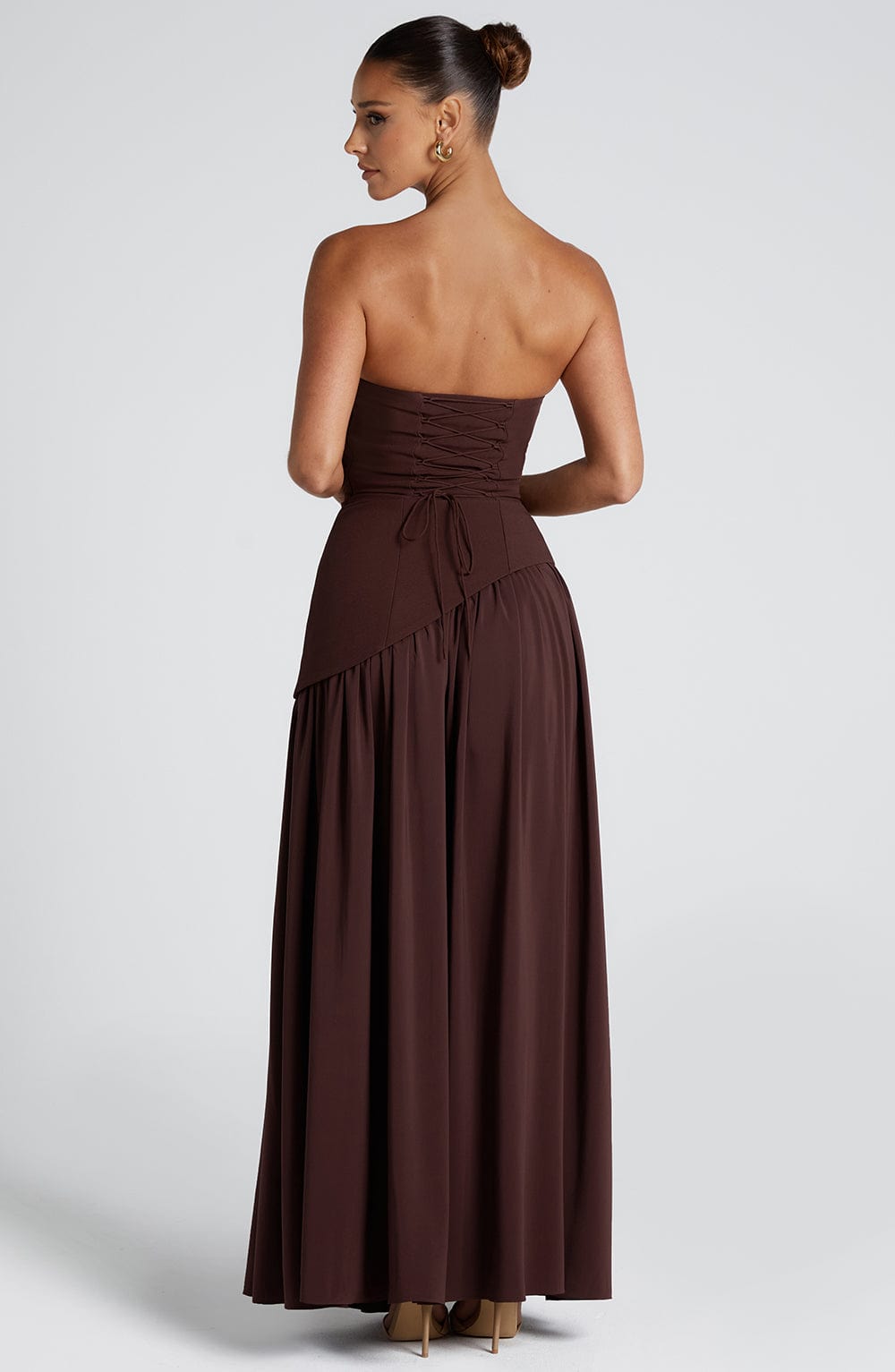 Marsel | Vestido Maxi Sin Tirantes para Mujer con Abertura Alta y Cintura Asimétrica