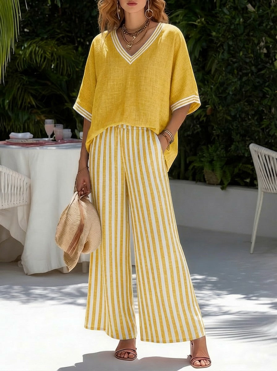 Amelia | Conjunto Rayas Lino & Algodón Chic