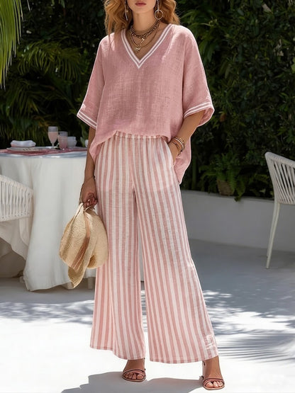 Amelia | Conjunto Rayas Lino & Algodón Chic