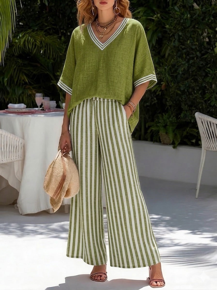Amelia | Conjunto Rayas Lino & Algodón Chic