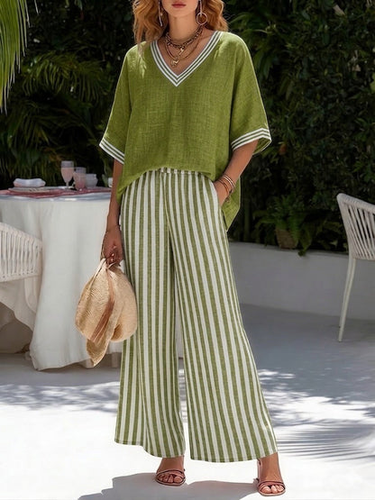 Amelia | Conjunto Rayas Lino & Algodón Chic