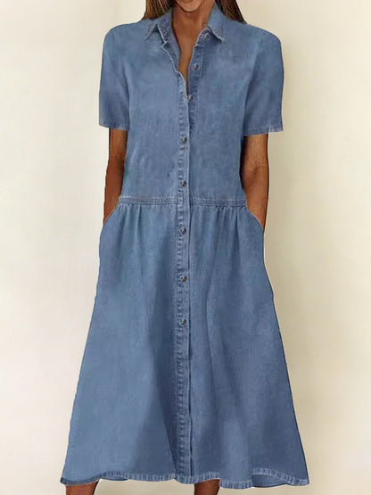 Carolina | Vestido Vaquero de Manga Corta