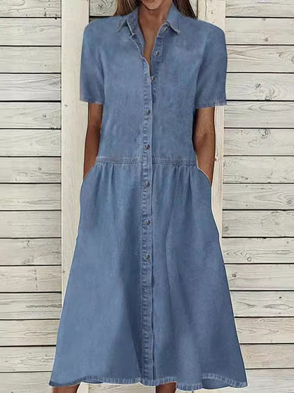 Carolina | Vestido Vaquero de Manga Corta