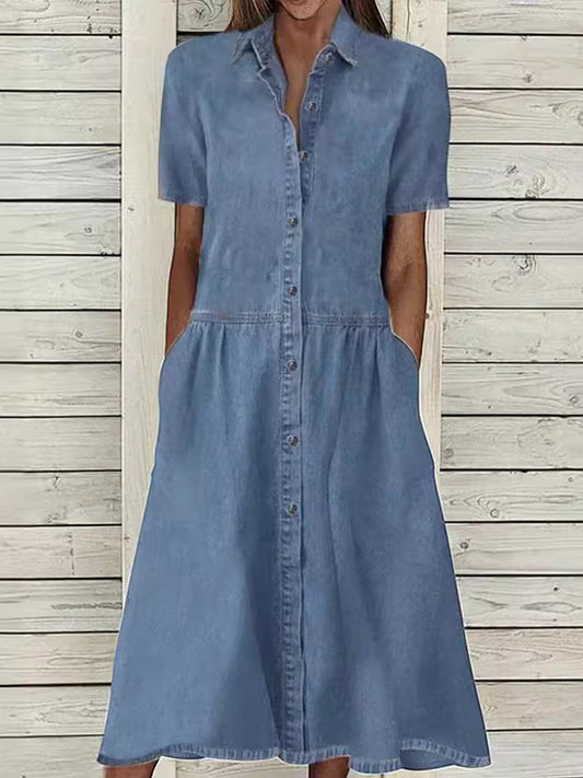 Carolina | Vestido Vaquero de Manga Corta
