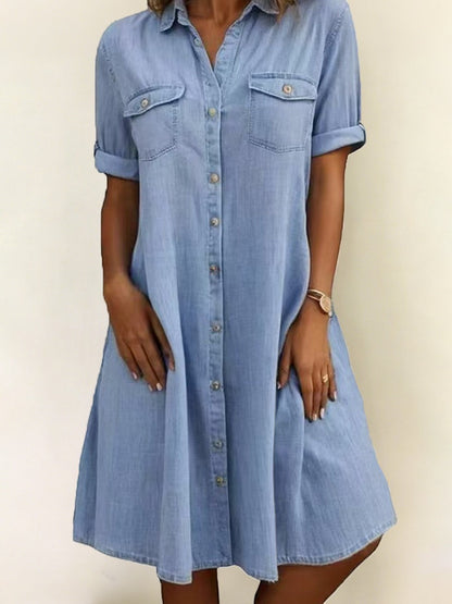 Patricia | Vestido Midi Estilo Denim Casual