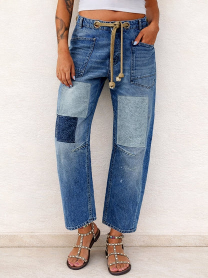Margarita | Jeans Patchwork con Cordón Ajustable
