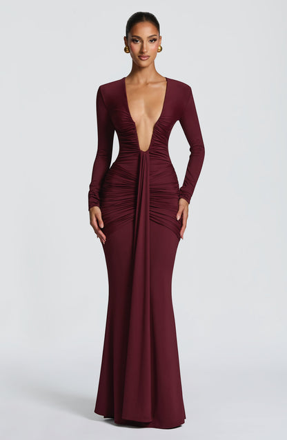 Vestido largo Tara - Lacado cereza