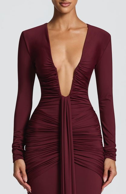 Vestido largo Tara - Lacado cereza