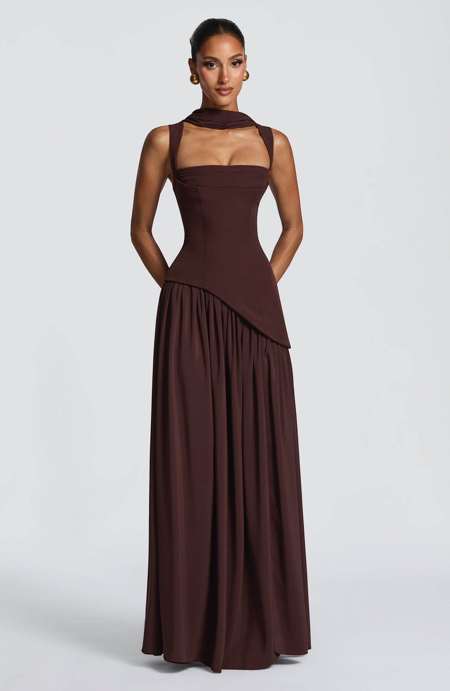 Vestido largo Tullulah - Marrón ciruela