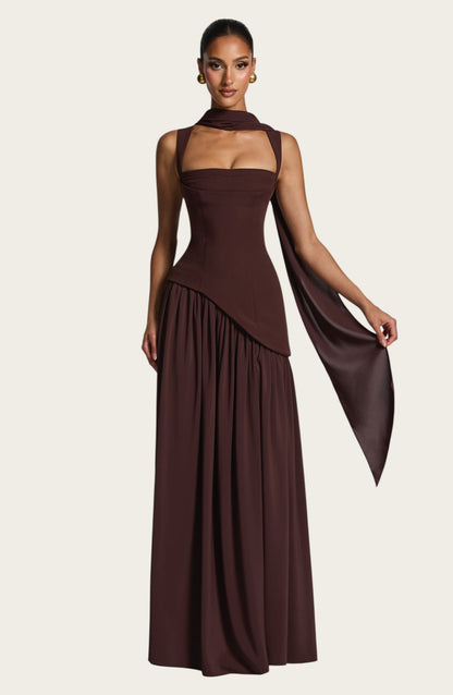 Vestido largo Tullulah - Marrón ciruela