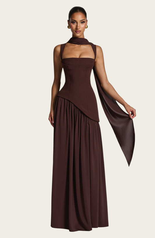 Vestido largo Tullulah - Marrón ciruela